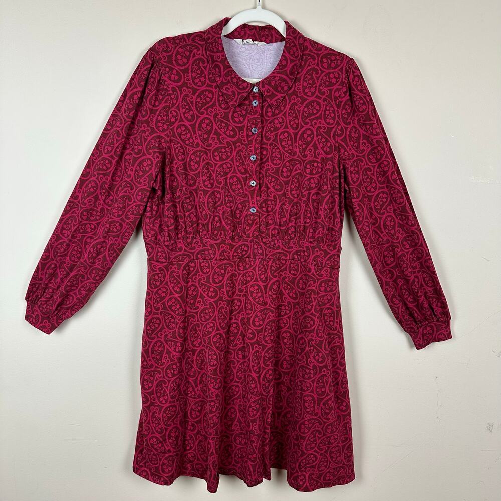 Boden Paisley Peasant Dress 16-18 Euro Chic Cottage Coquette Resort Old Money